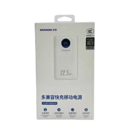 NOHON 10000mAh Power Bank | 22.5W Fast Charging | PD 3.0 + QC 3.0 | Digital LED Display | Slim Portable Charger